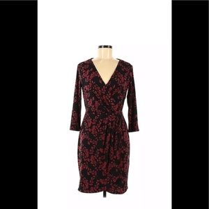 TAHARI US2 3/4-Sleeved Wrap Surplice Dress